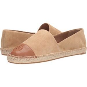 GORGEOUS TORY BURCH COLOR BLOCK ESPADRILLES SUEDE NAPPA LEATHER ALDER TAN 6